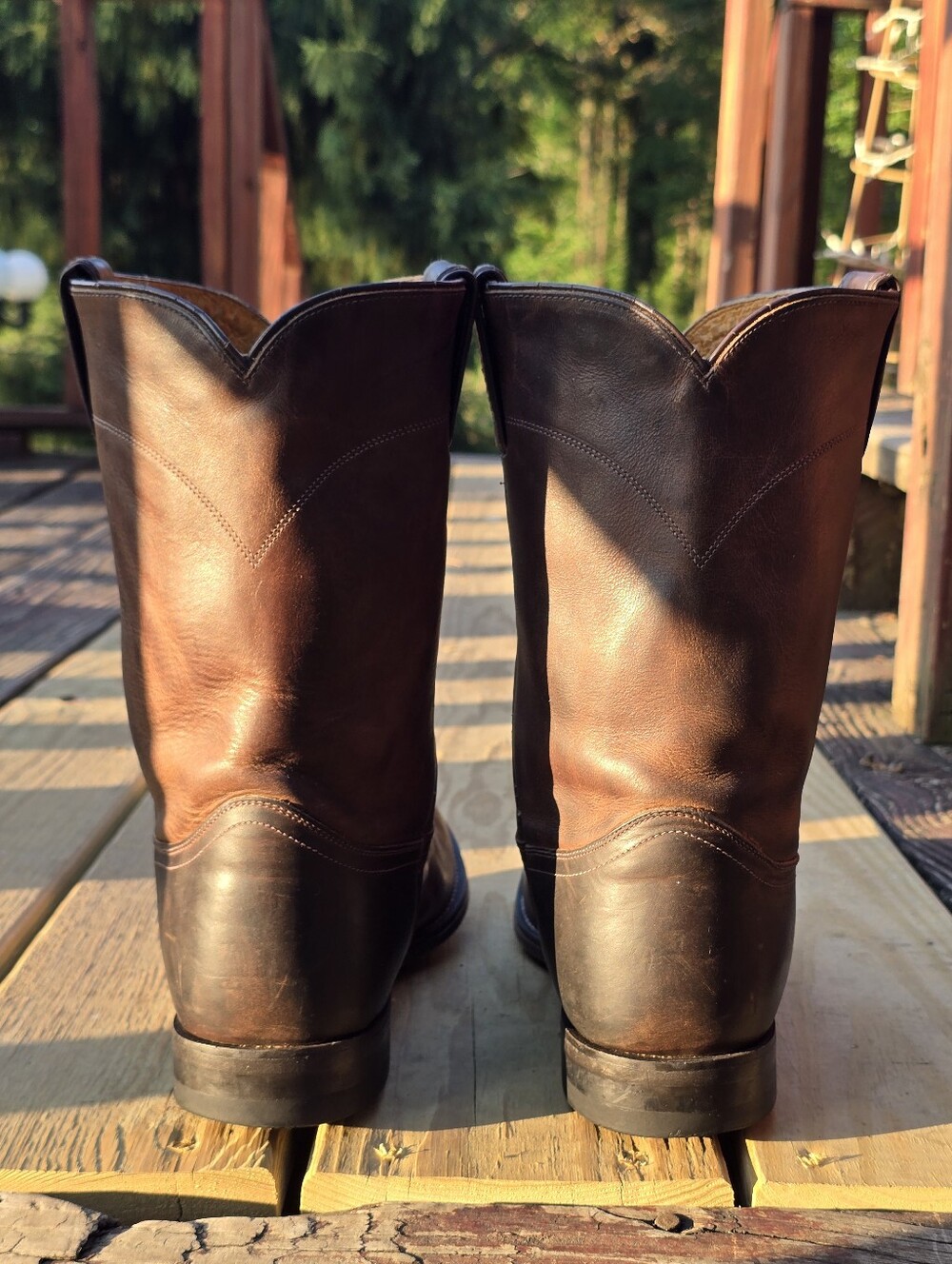 Justin, Mens Western Roper Boots, Brown Leather, Concert, Festival Sz 11 EE - Picture 9 of 12
